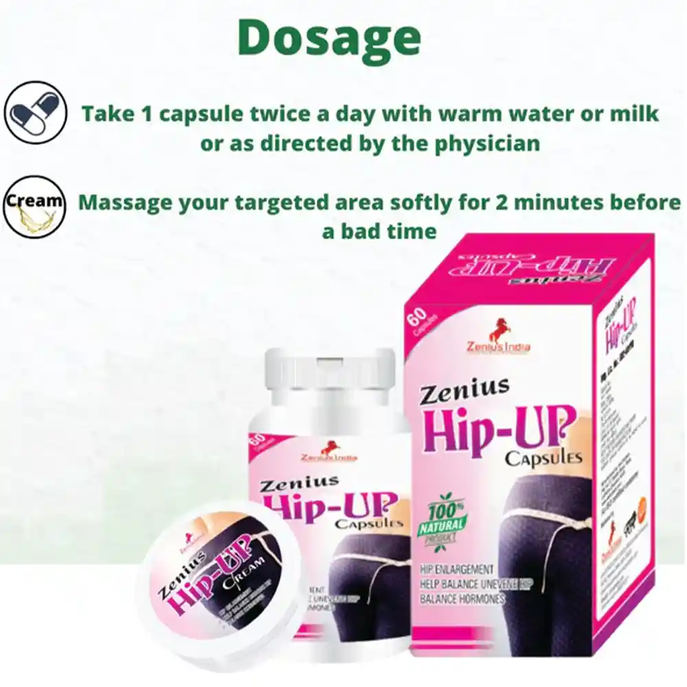 Zenius Hip Up Kit For Hip Enhancing Cream & Butt Tightening Capsules, 50gm Cream & 60 Capsules on itshemp.in