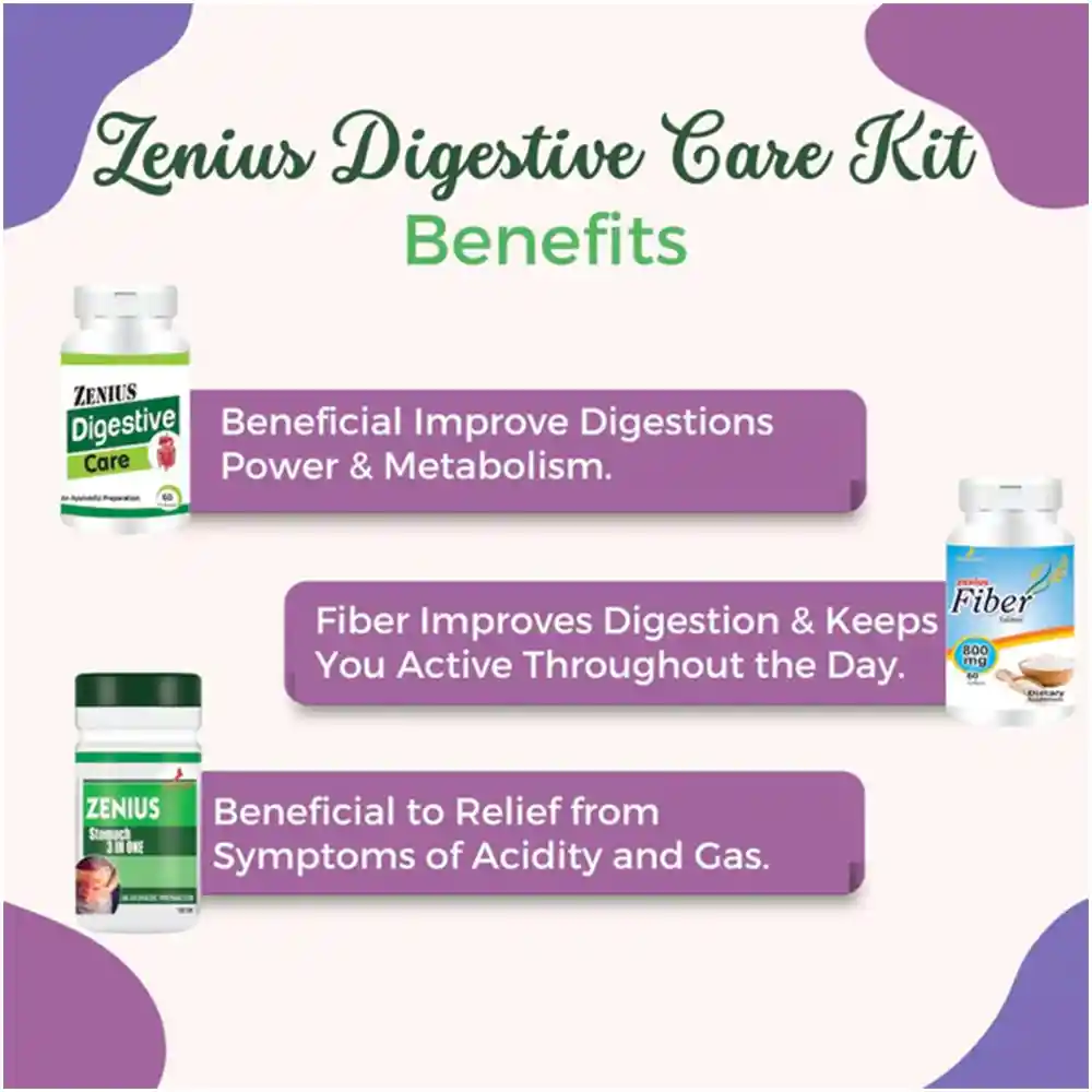 Zenius Digestive Care Kit For Fat Burner, Cholesterol Control, 60 Capsules & 60 Tablets & 100gm Powder on itshemp.in