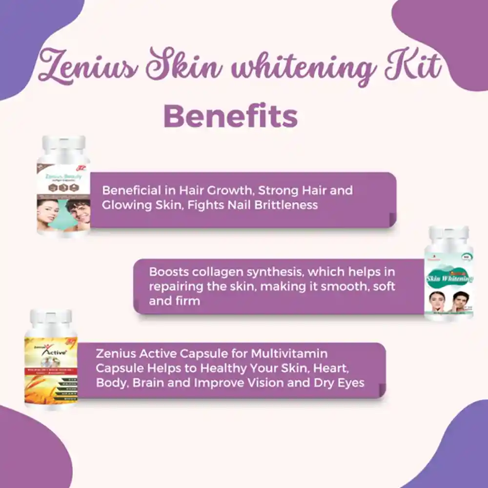 Zenius Skin Whitening Kit For Multivitamin & Energy Booster Capsule, (Pack Of 3) on itshemp.in