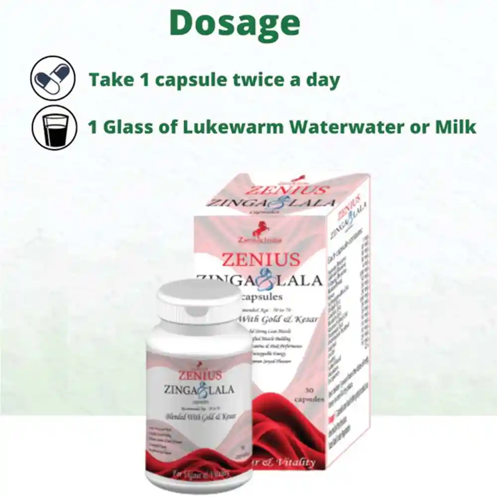 Zenius Zinga Lala Capsules (50-70 AGE) For Improve Sexual Function & Testosterone Levels, 30 Capsules on itshemp.in