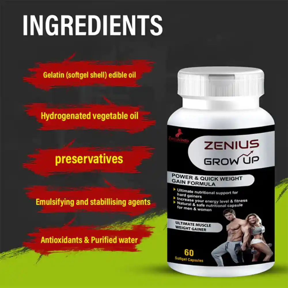 Zenius Grow Up Capsule For Weight Gain & Health Supplements For Men & Women 100gm, 60 Capsuleson itshemp.in