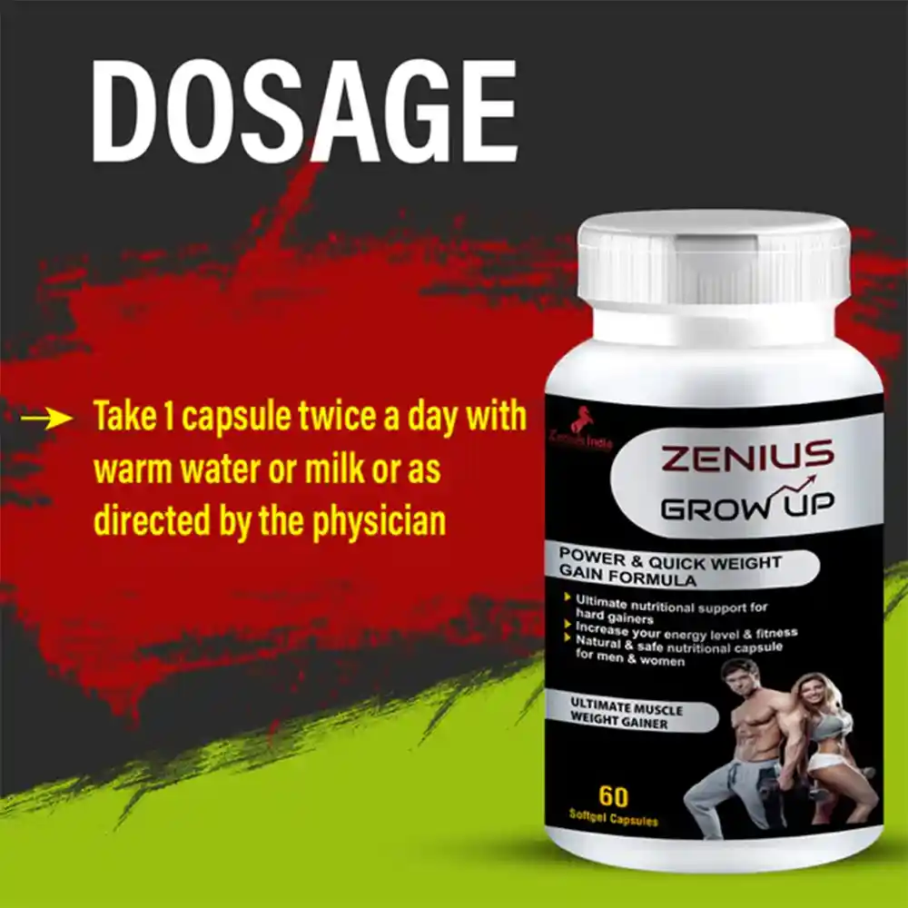 Zenius Grow Up Capsule For Weight Gain & Health Supplements For Men & Women 100gm, 60 Capsuleson itshemp.in