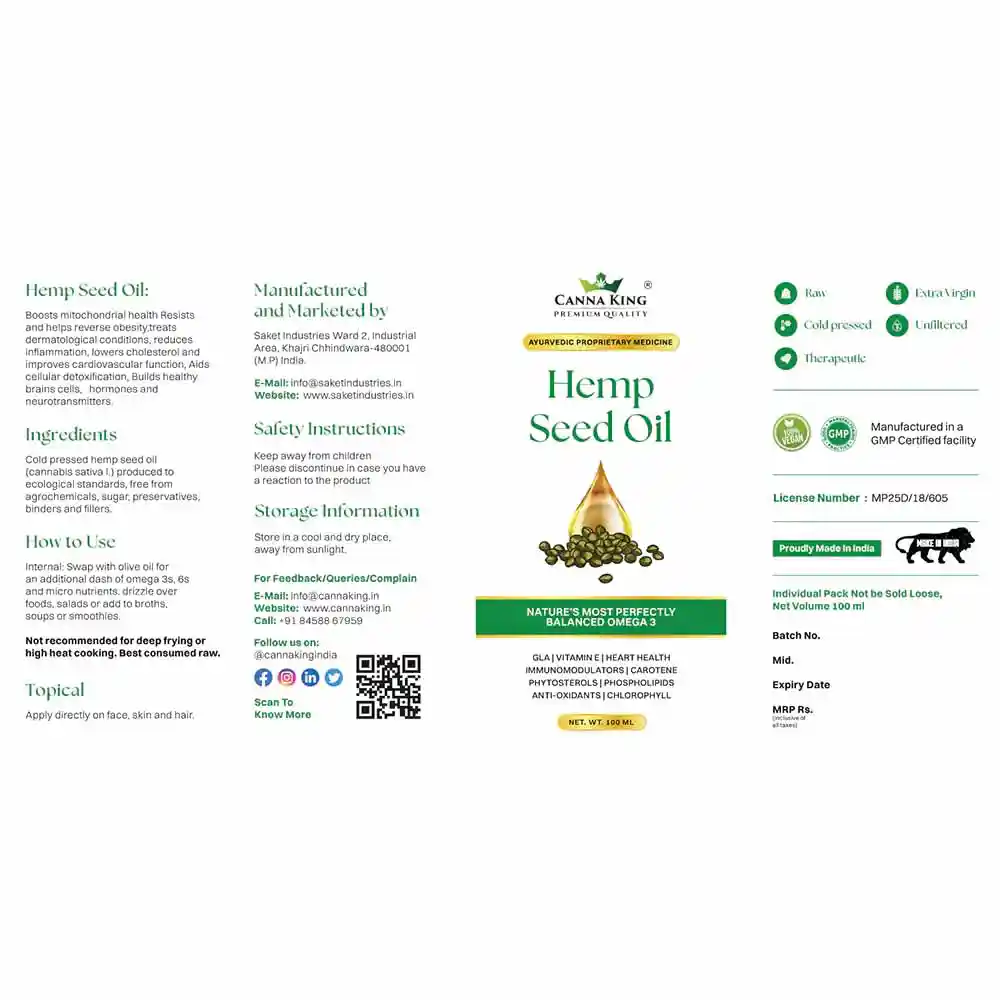 Cannaking Hemp seed oil (100ml-250ml)on itshemp.in