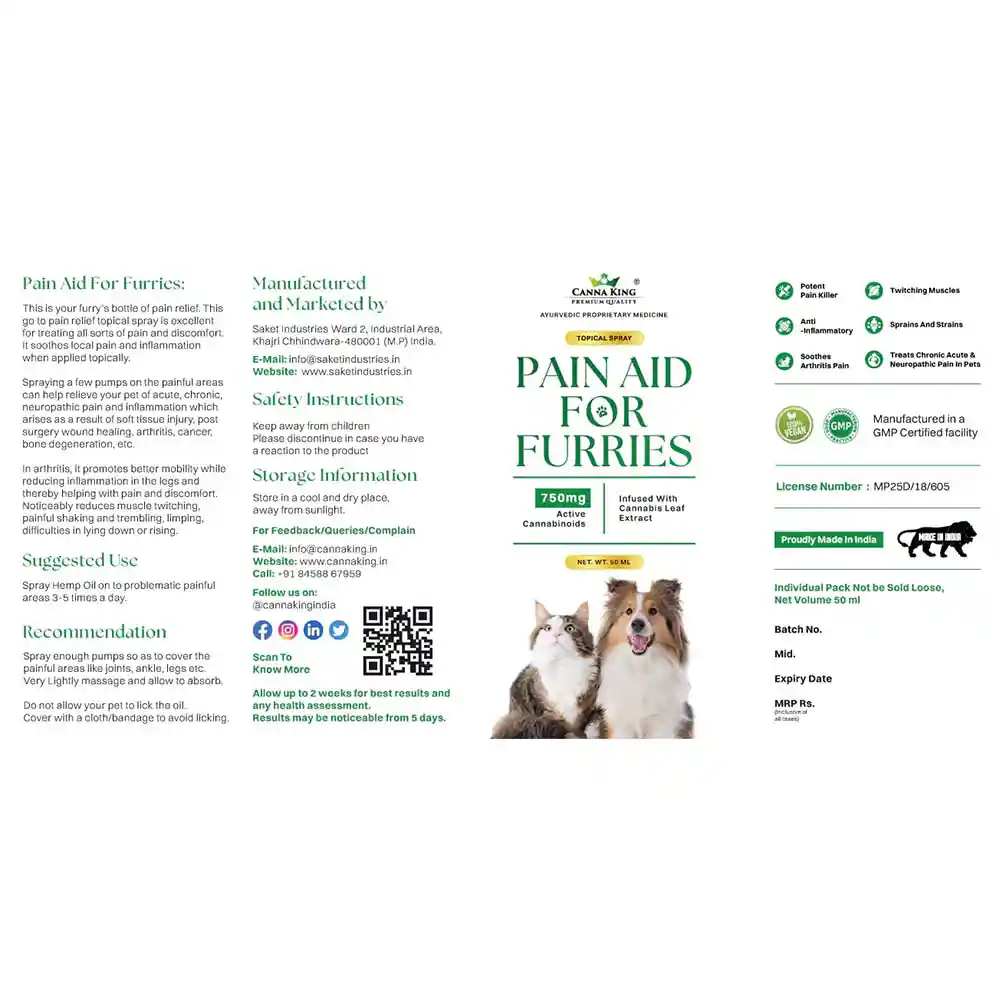 Cannaking Pain Aid For Furries (50ml) on itshemp.in