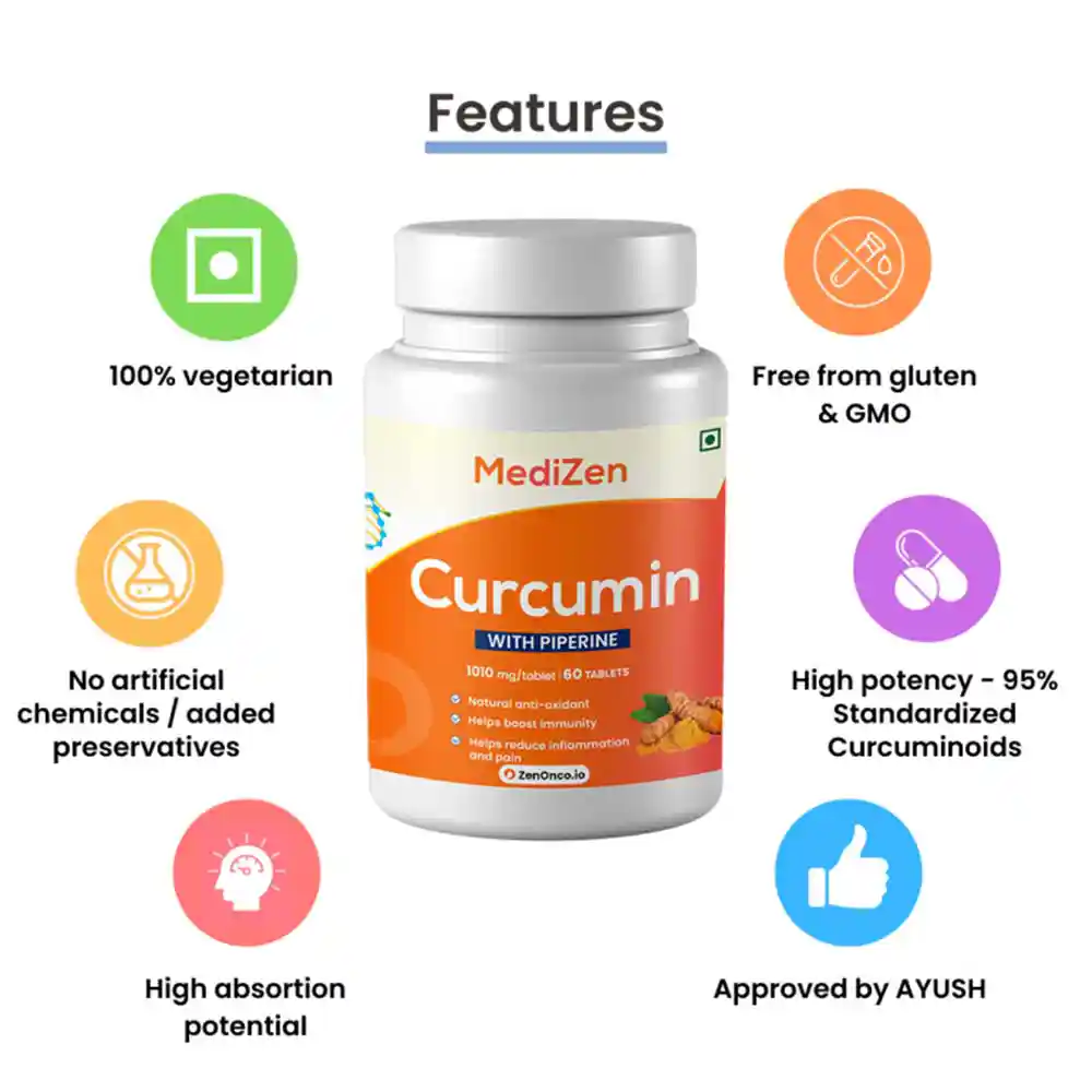 MediZen Curcumin for Inflammation Relief & Immunity Booster, 1010mg (60 Tablets) on itshemp.in