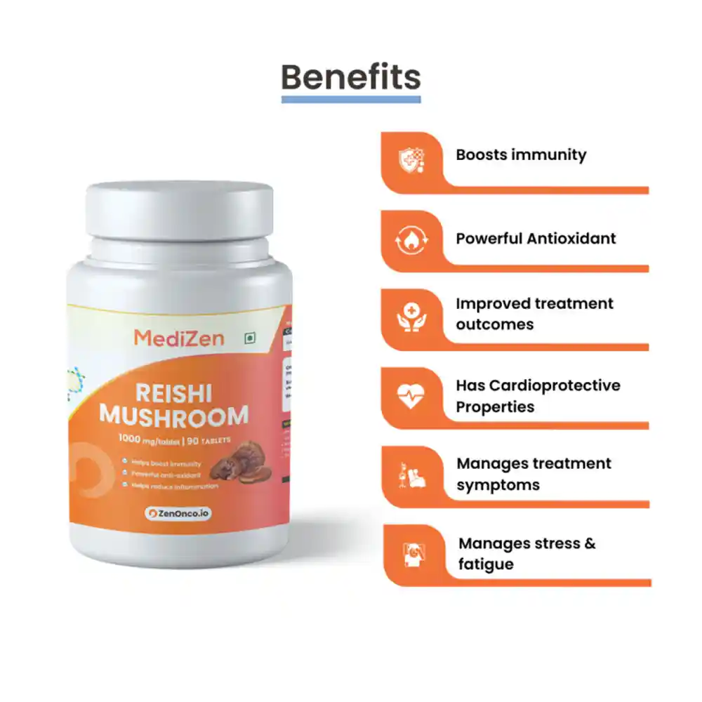 MediZen Reishi Mushroom for Enhances Recovery & Immune Support, 1000mg (90 Tablets) on itshemp.in