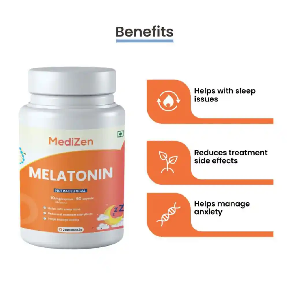MediZen Melatonin for Natural Sleep Aid, 10mg (60 Capsules) on itshemp.in