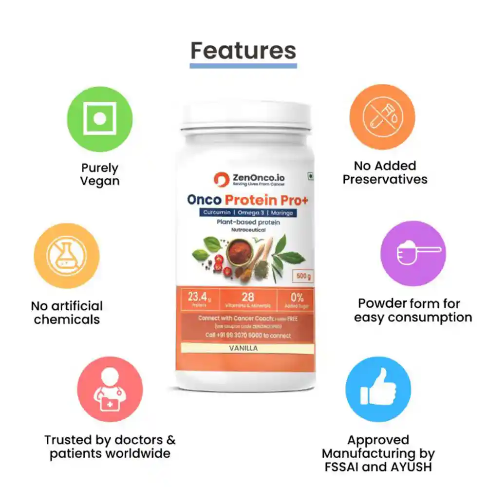 Onco Protein Pro+ Plant-Based Protein for Cancer Care (500 gm) Vanilla Flavour on itshemp.in