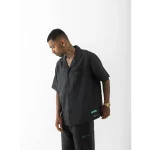 Cannabie Cuban Collar Hemp Shirt Solid (Black) on itshemp.in