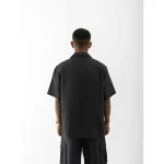 Cannabie Cuban Collar Hemp Shirt Solid (Black) on itshemp.in
