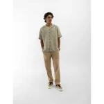 Cannabie Cuban Collar Hemp Shirt Solid (Grey) on itshemp.in