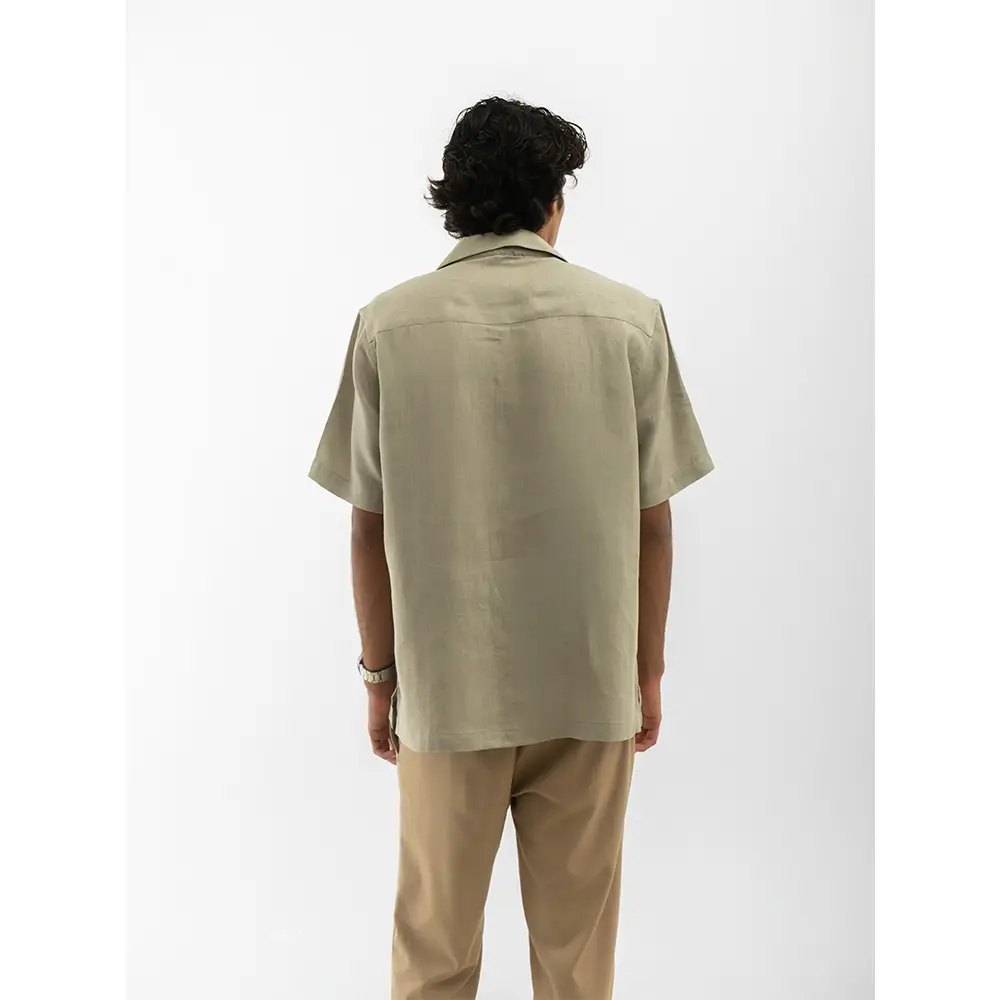Cannabie Cuban Collar Hemp Shirt Solid (Grey) on itshemp.in