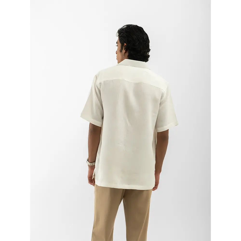 Cannabie Cuban Collar Hemp Shirt Solid (Off White) on itshemp.in