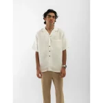 Cannabie Cuban Collar Hemp Shirt Solid (Off White) on itshemp.in