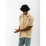 Cannabie OG Patchwork Cuban Collar Hemp Shirt (Nude) on itshemp.in
