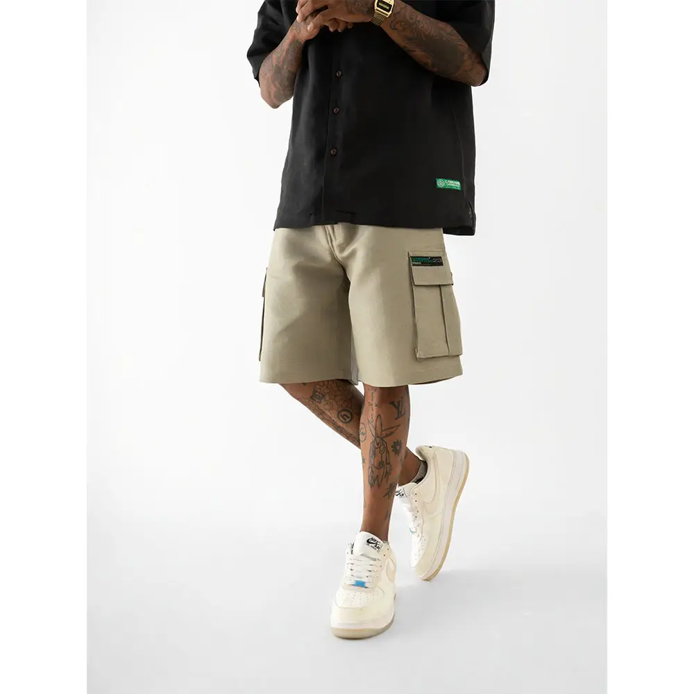 Cannabie Bandana Patchwork Cuban Collar Hemp Shirt (Black) on itshemp.in