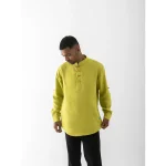 Cannabie Pure Hemp Short Kurta Shirt - Solid (Green) on itshemp.in