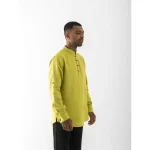 Cannabie Pure Hemp Short Kurta Shirt - Solid (Green) on itshemp.in