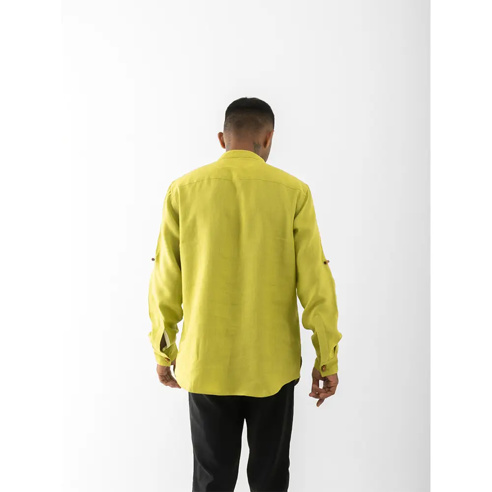Cannabie Pure Hemp Short Kurta Shirt - Solid (Green) on itshemp.in