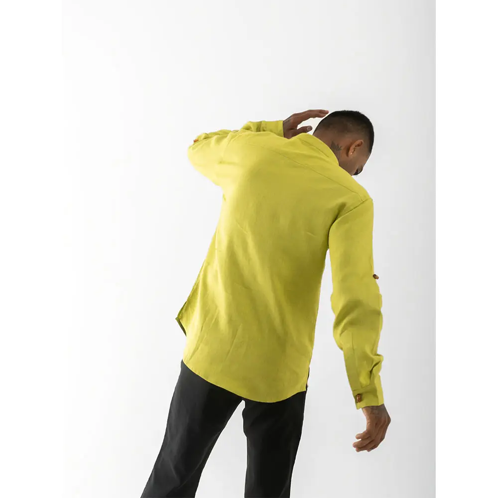 Cannabie Pure Hemp Short Kurta Shirt - Solid (Green) on itshemp.in