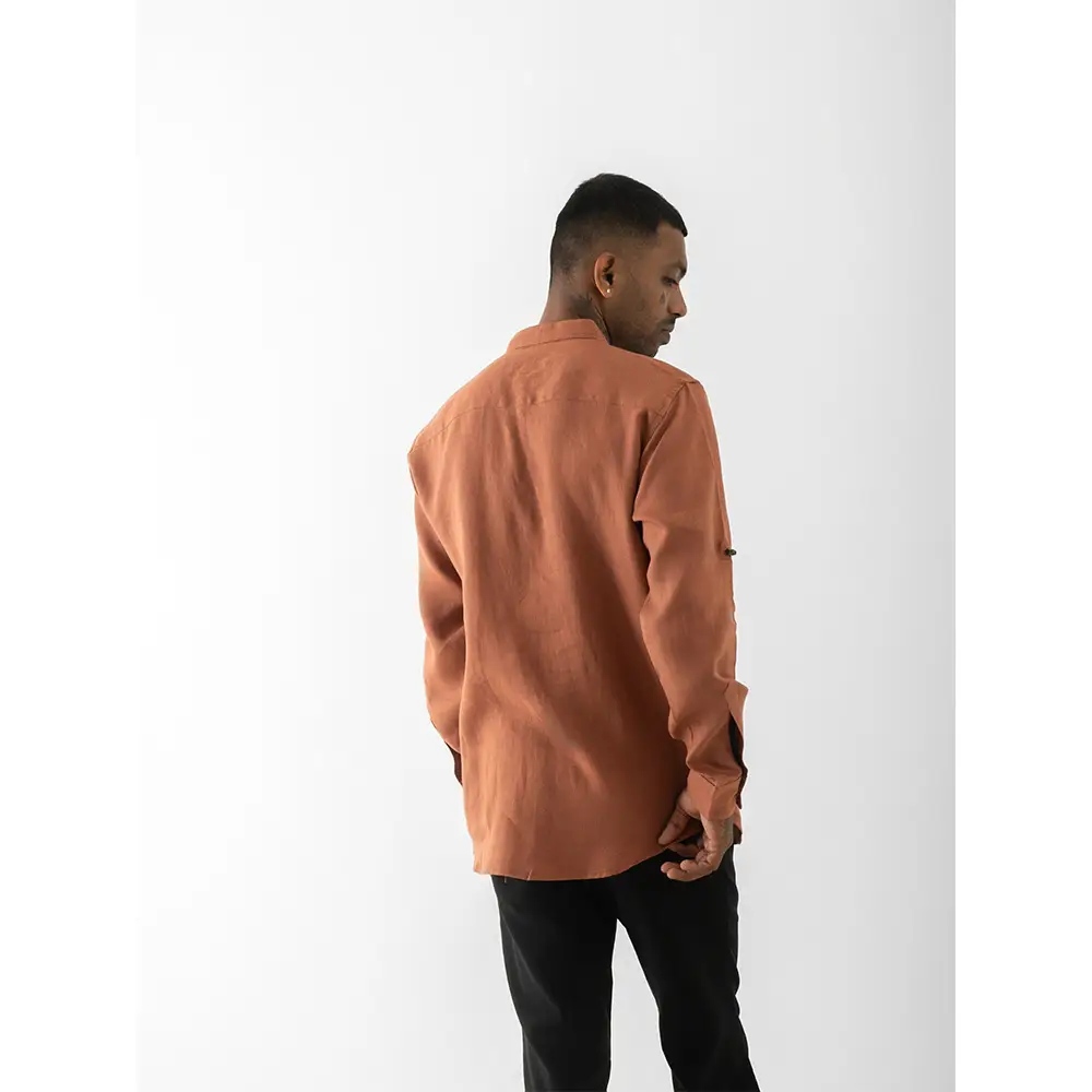 Cannabie Pure Hemp Short Kurta Shirt - Solid (Brick Red) on itshemp.in