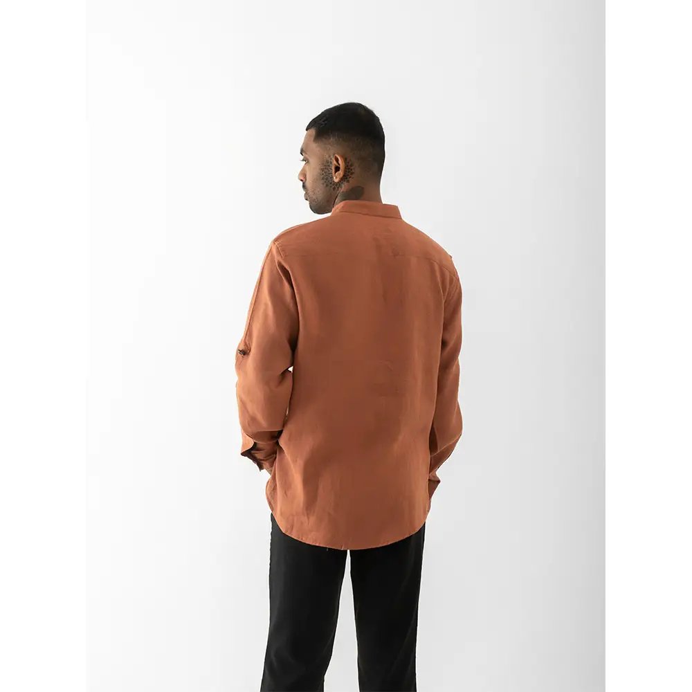 Cannabie Pure Hemp Short Kurta Shirt - Solid (Brick Red) on itshemp.in