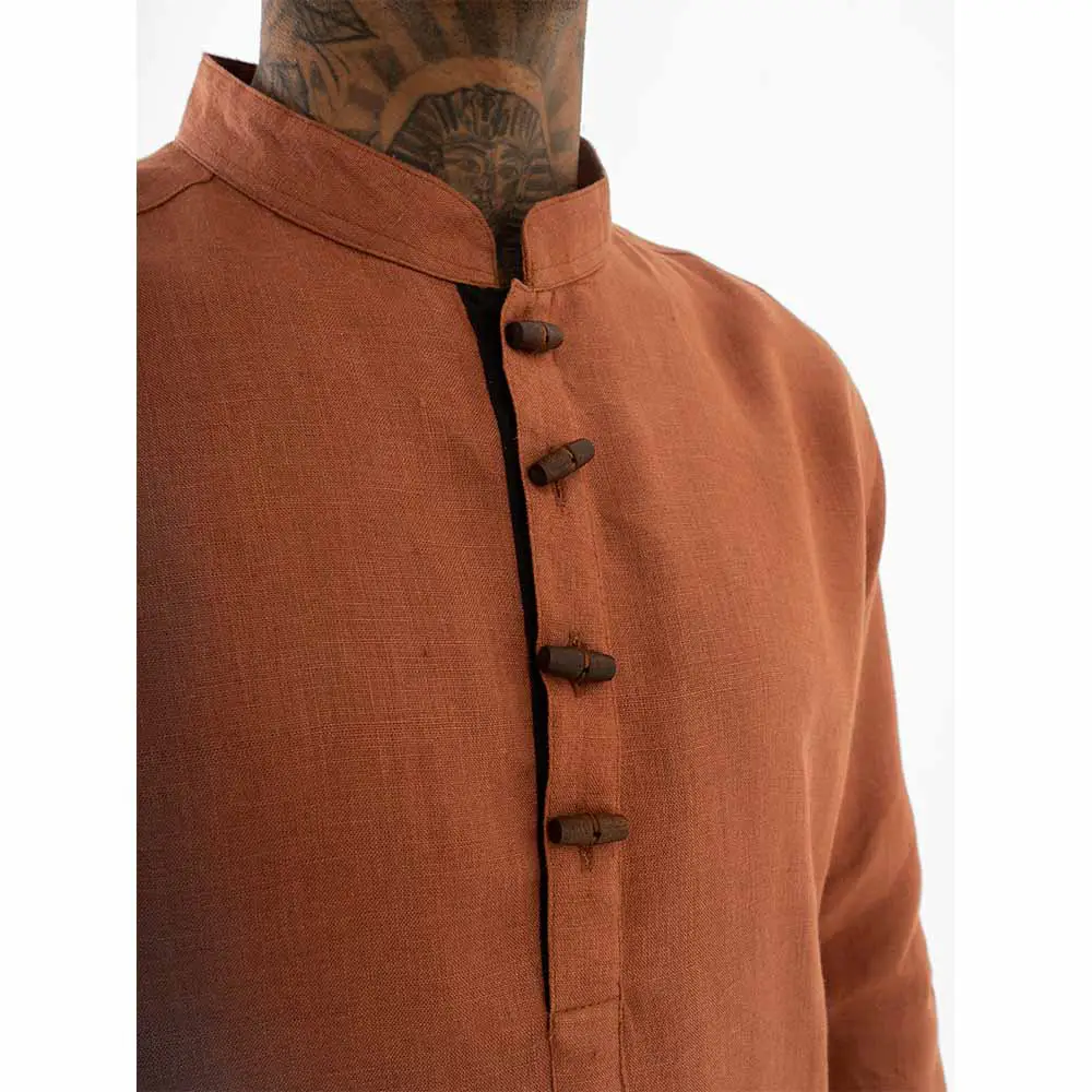 Cannabie Pure Hemp Short Kurta Shirt - Solid (Brick Red) on itshemp.in