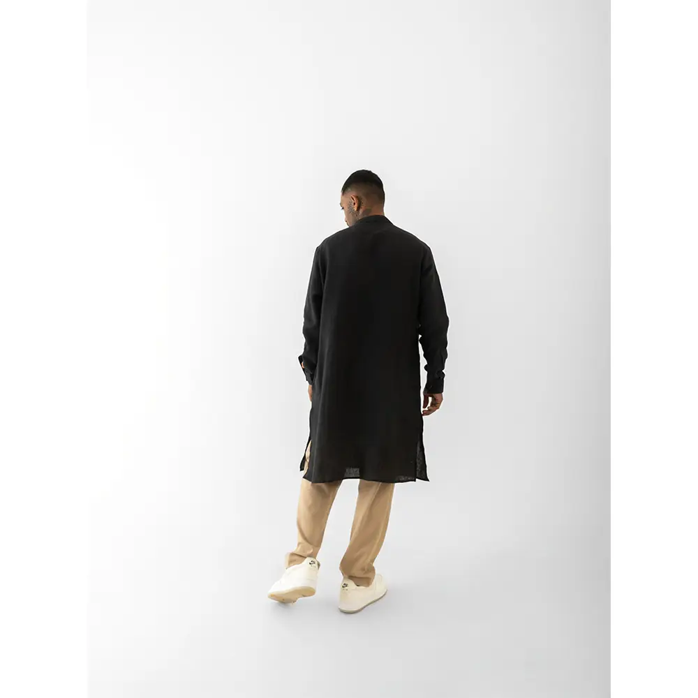 Cannabie Pure Hemp Kurta Long (Black) on itshemp.in
