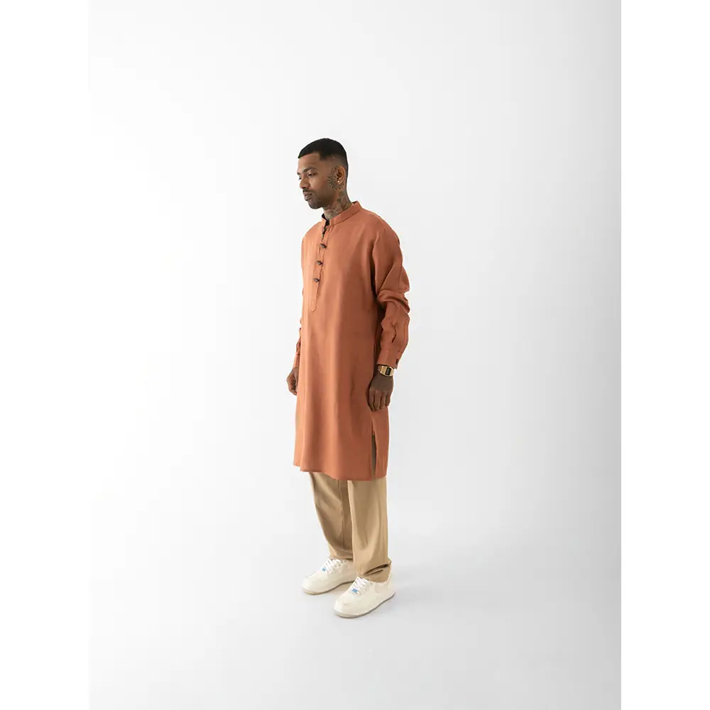 Cannabie Pure Hemp Kurta Long (Brick Red) on itshemp.in