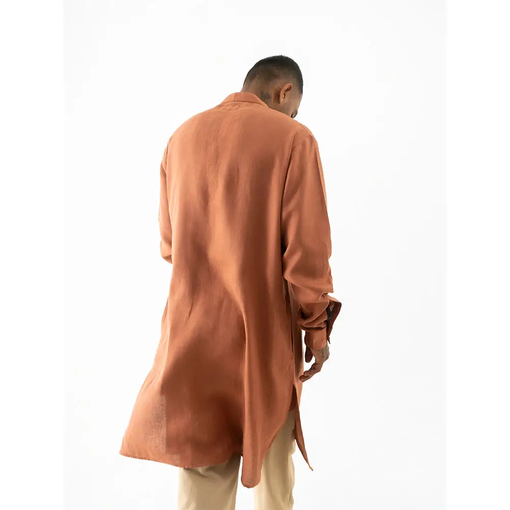 Cannabie Pure Hemp Kurta Long (Brick Red) on itshemp.in