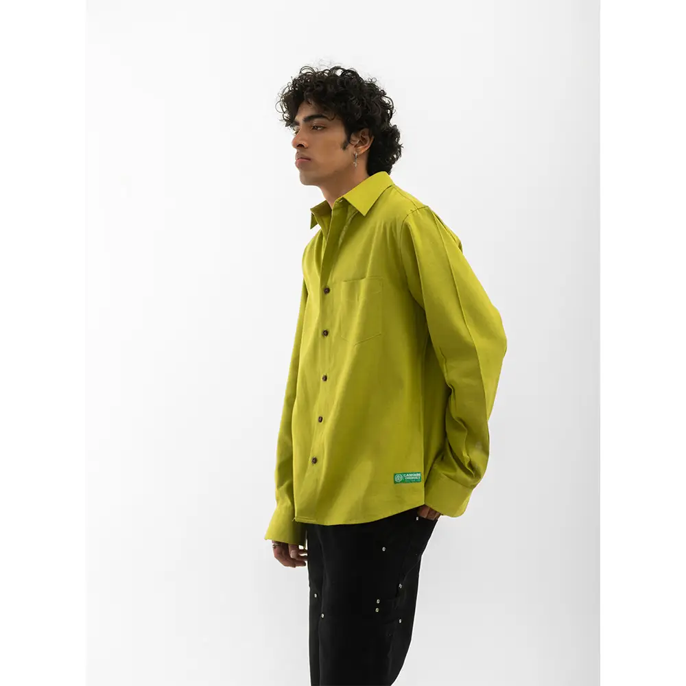 Cannabie Full sleeves Hemp Solid Shirt (Green) on itshemp.in