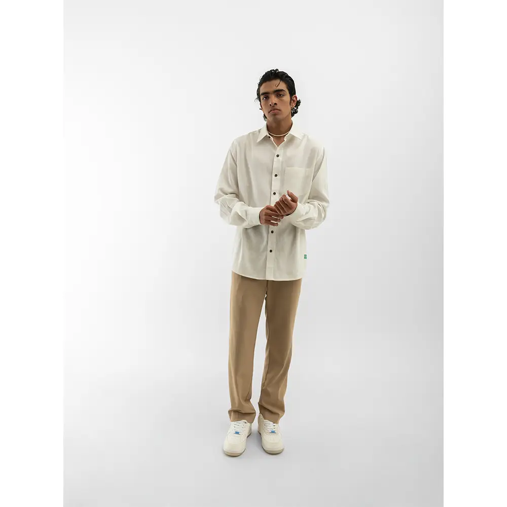 CB068073_1 Cannabie Full sleeves Hemp Solid Shirt (Off White) on itshemp.in