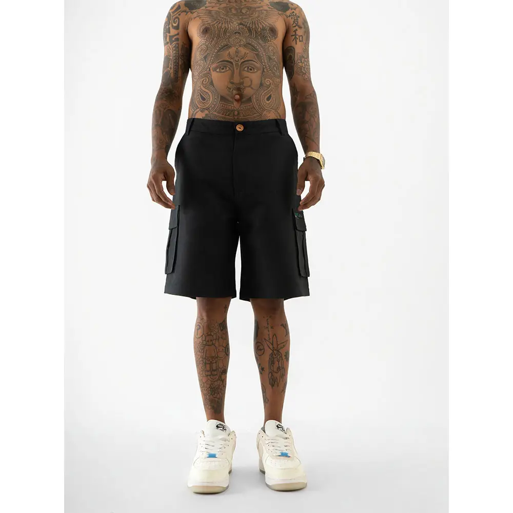 Cannabie Pure Hemp Cargo Shorts (Black) on itshemp.in