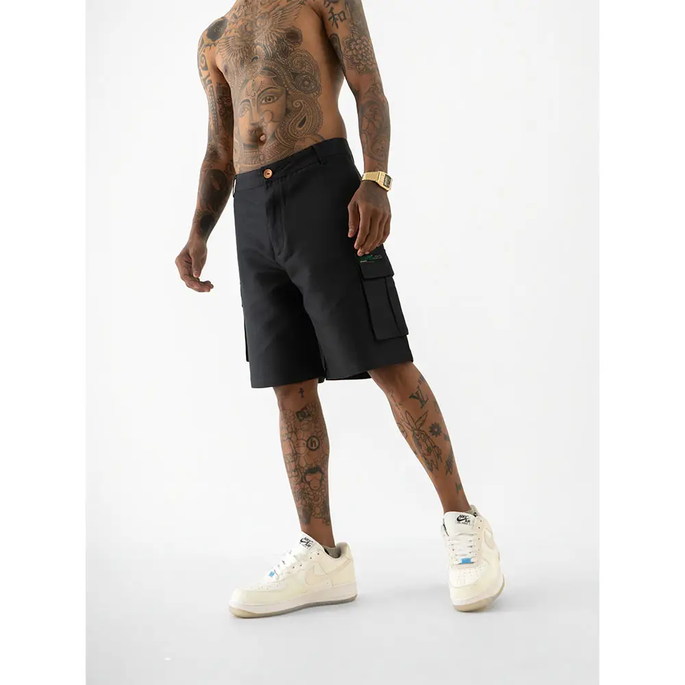 Cannabie Pure Hemp Cargo Shorts (Black) on itshemp.in