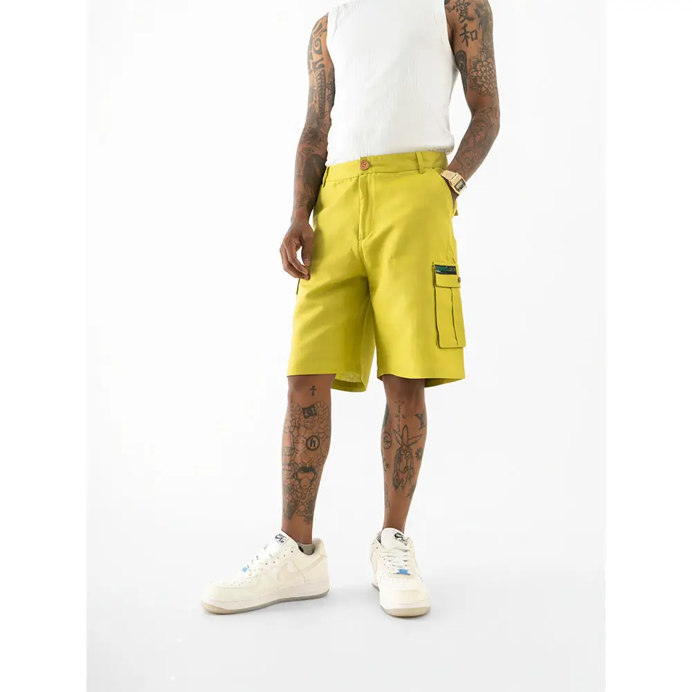 Cannabie Pure Hemp Cargo Shorts (Green) on itshemp.in