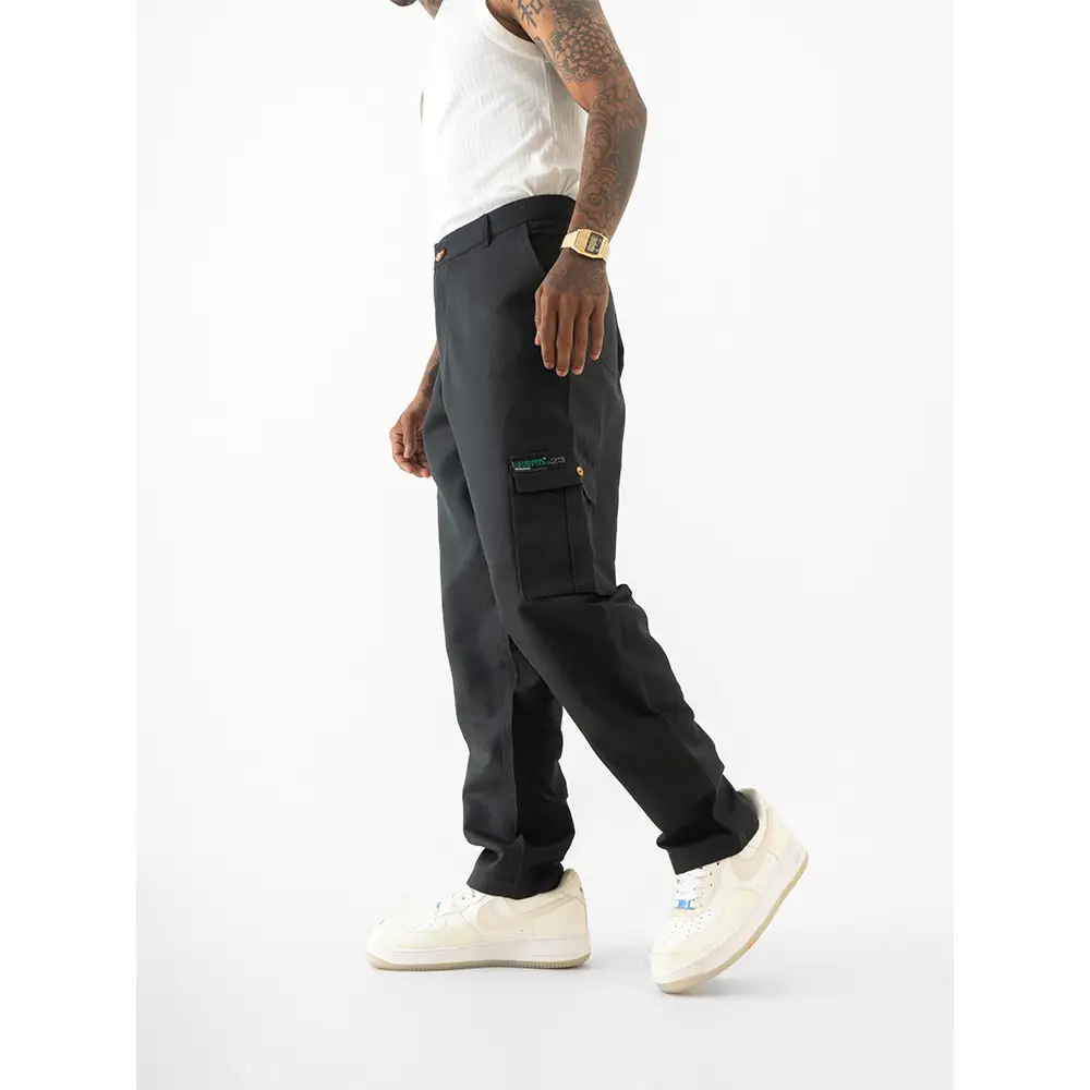 Cannabie Cargo straight fit Pants (Black) on itshemp.in