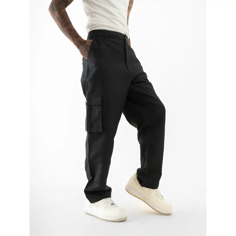 Cannabie Cargo straight fit Pants (Black) on itshemp.in