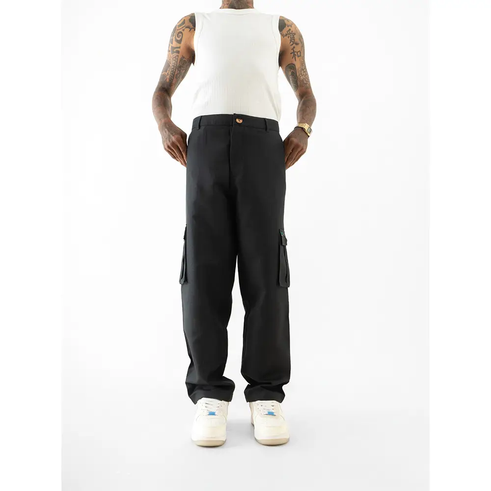 Cannabie Cargo straight fit Pants (Black) on itshemp.in