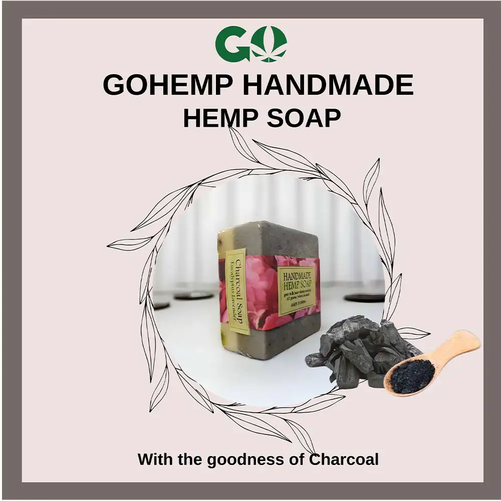 GoHemp Hemp Herbal Soap , 60 gm (charcoal), Cuboid on itshemp.in