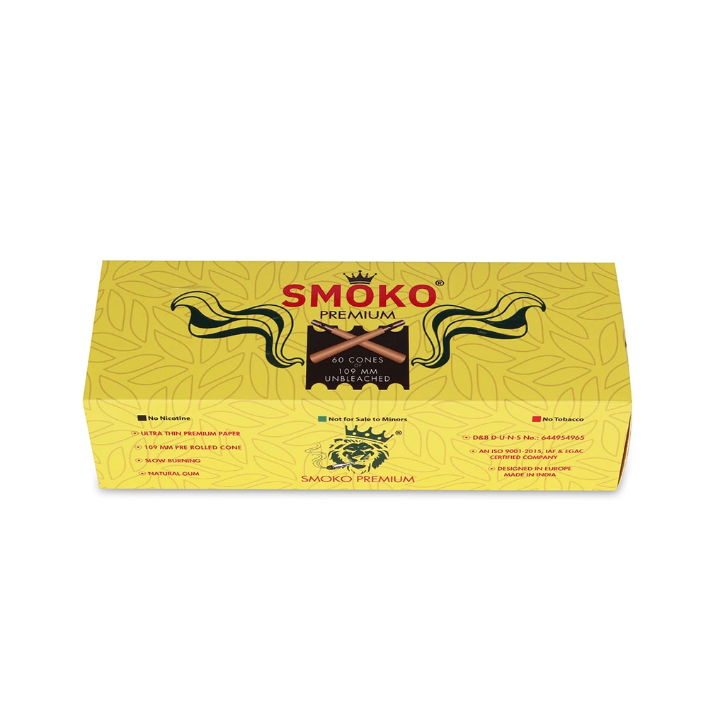 Smoko Premium King Size Natural Pre Rolled Rolling Paper, 60 pack, Brown (Unbleached) on itshemp.in