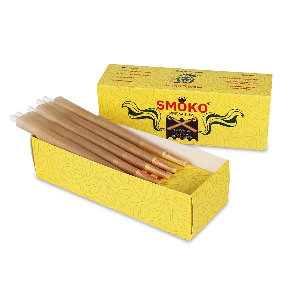 Smoko Premium King Size Natural Pre Rolled Rolling Paper, 60 pack, Brown (Unbleached) on itshemp.in