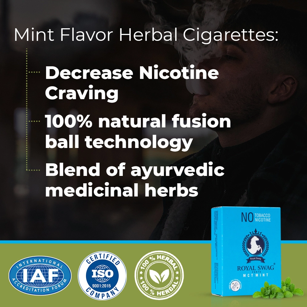 Royal Swag Herbal Cigarettes 100% Tobacco Free and Nicotine Free Mint Flavour (20 Sticks/Box) on itshemp.in