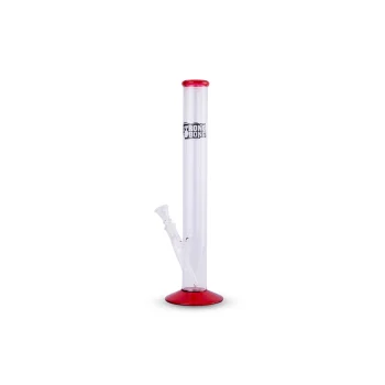 STRONG BONG 14 inch Straight Glass Bong With a Red Lining On Top & Bottom, Smoking Waterpipe - Transparent on itshemp.in