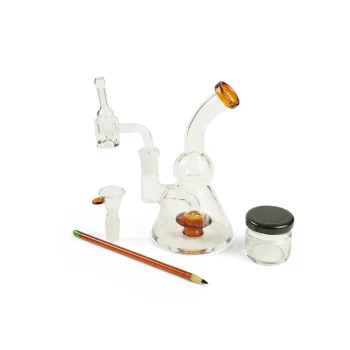 STRONG BONG Ultimate Glass Dab Rig Kit, Includes Dab Rig Bong 6" + Quartz Banger 14.4mm + Carb Cap + Dabber + Storage container + Shooter (Bowl), Smoking Waterpipe, Clear on itshemp.in