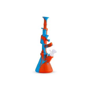 STRONG BONG 12 inch Gun-Shaped Silicon Bong Unbreakable & Detachable, Smoking Waterpipe - Red & Blue on itshemp.in