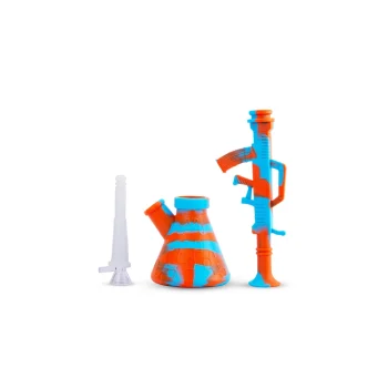 STRONG BONG 12 inch Gun-Shaped Silicon Bong Unbreakable & Detachable, Smoking Waterpipe - Red & Blue on itshemp.in