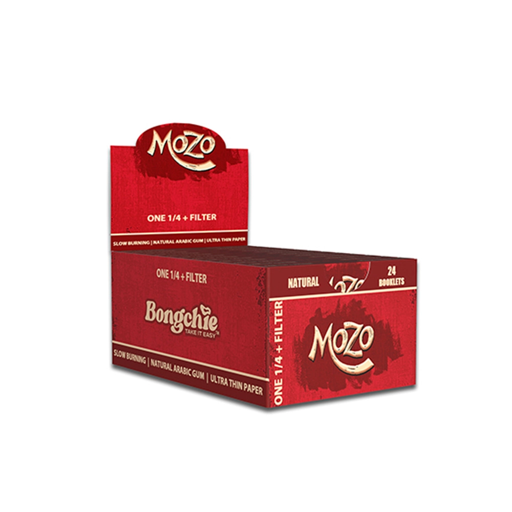 BC184049_1 Bongchie Natural Unbleached Rolling Papers with Filters - Box of 24 Booklets, 53 Papers - Image 1