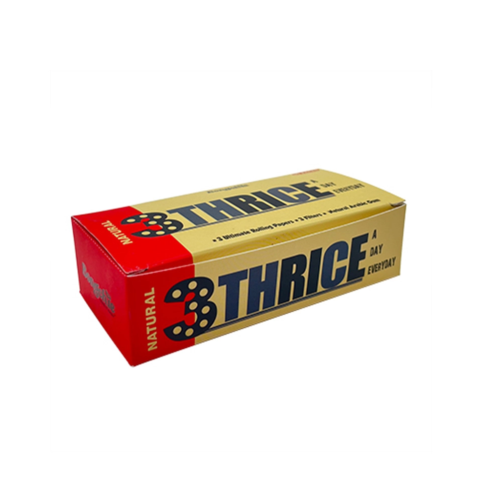 Bongchie Thrice A Day Rolling Papers Unbleached (Brown) - 50 Packs, King Size Slim Papers with Filters - Image 1
