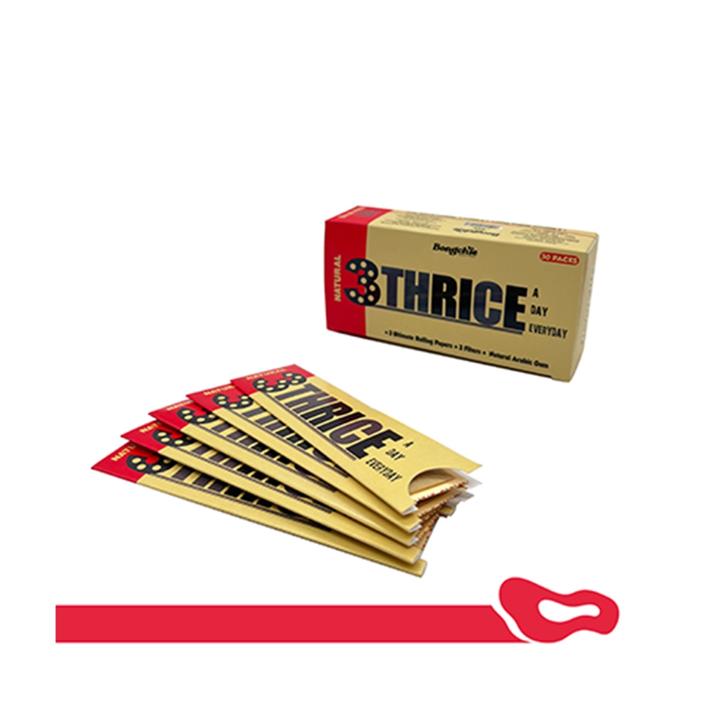Bongchie Thrice A Day Rolling Papers Unbleached (Brown) - 50 Packs, King Size Slim Papers with Filters - Image 3