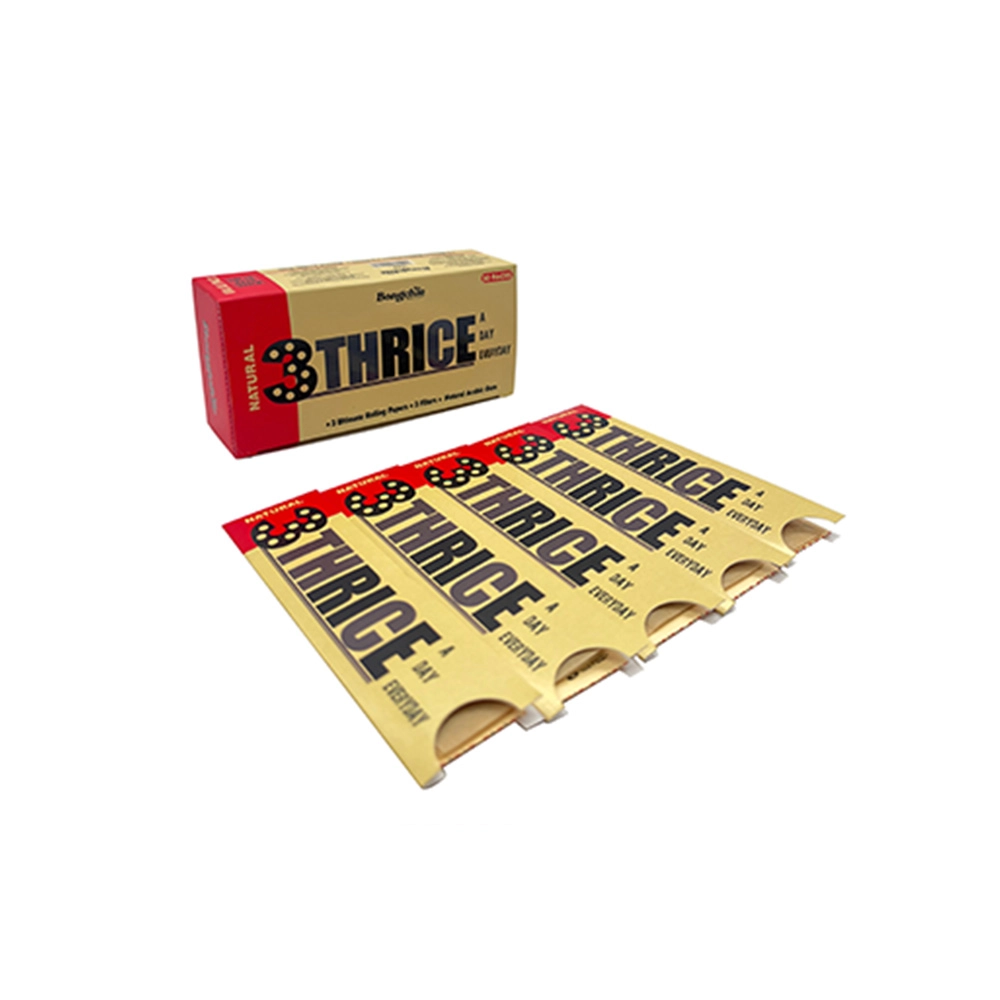 Bongchie Thrice A Day Rolling Papers Unbleached (Brown) - 50 Packs, King Size Slim Papers with Filters - Image 2